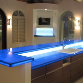 LED Lit Blue Bio-Glass