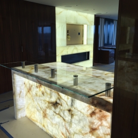 Custom Backlit Counter and Entertainment Center