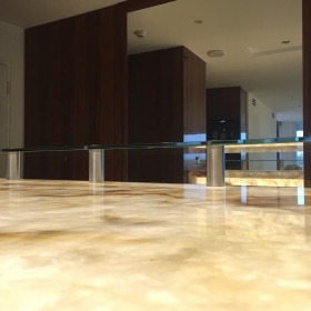 Backlit Counter with Stainless Steel Stand-Offs